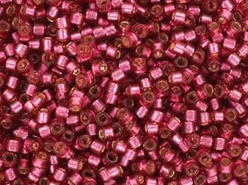 Miyuki Delica beads duracoat silverlined dyed petunia, 5g 11/0 DB2161, cylindrical beads, transparent pink Miyuki, DB 2161, dark pink