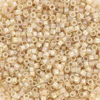 Miyuki Delica beads beige lined opal ab, 5g 11/0 color DB 1731, cylindrical beads, beige Miyuki, DB1731, Miyuki cream luster