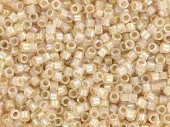 Miyuki Delica beads beige lined opal ab, 5g 11/0 color DB 1731, cylindrical beads, beige Miyuki, DB1731, Miyuki cream luster