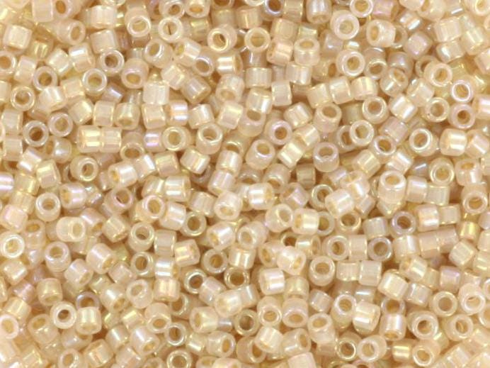 Miyuki Delica beads beige lined opal ab, 5g 11/0 color DB 1731, cylindrical beads, beige Miyuki, DB1731, Miyuki cream luster