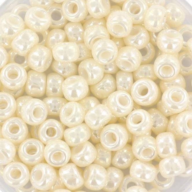 10g Miyuki seed beads 6/0, ceylon antique ivory pearl 592, japanese beads, large cream rocailles, size 4mm, pony beads