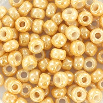 10g Miyuki seed beads 6/0, ceylon caramel 593, japanese beads, large beige rocailles, size 4mm, pony beads