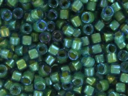 Miyuki Delica beads fancy lined spruce, 5g 11/0 DB2381, cylindrical beads, transparent green Miyuki, color DB 2381, dark green