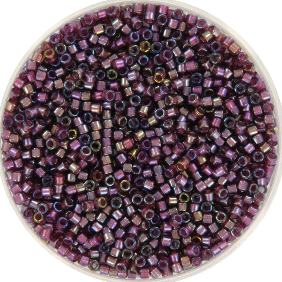 Miyuki Delica beads fancy lined brandy, 5g 11/0 DB2390, cylindrical beads, transparent purple Miyuki, color DB 2390, dark violet