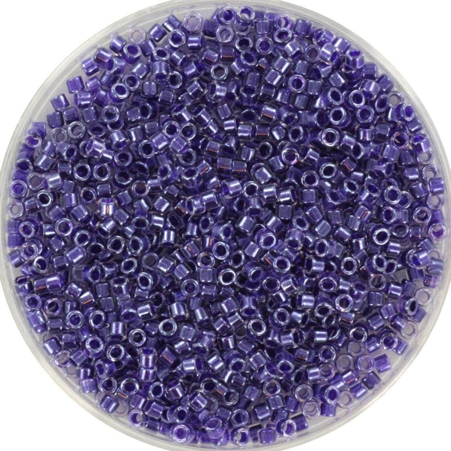 Miyuki Delica beads sparkling amethyst lined crystal, 5g 11/0 color DB 923, cylindrical beads, Miyuki purple beads, Miyuki inside color