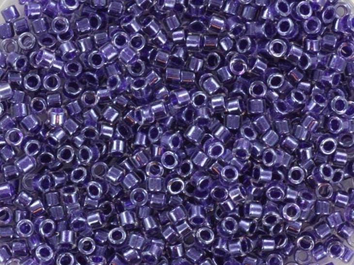 Miyuki Delica beads sparkling amethyst lined crystal, 5g 11/0 color DB 923, cylindrical beads, Miyuki purple beads, Miyuki inside color