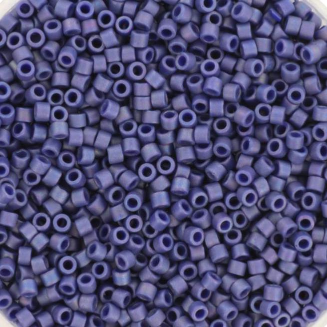 Miyuki Delica beads opaque glazed frosted rainbow navy blue, 5g 11/0 DB2319, cylindrical beads, matte luster dark blue DB 2319