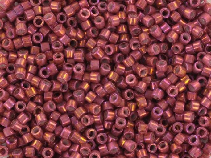 Miyuki Delica beads metallic iris rhubarb gold, color DB 1016, 5g size 11/0, japanese beads, Miyuki DB1016, cylindrical beads, Miyuki red