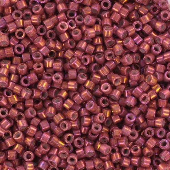 Miyuki Delica beads metallic iris rhubarb gold, color DB 1016, 5g size 11/0, japanese beads, Miyuki DB1016, cylindrical beads, Miyuki red