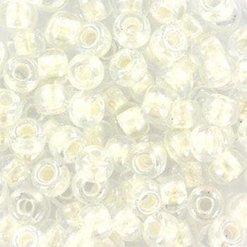 10g Miyuki seed beads 6/0, pearlized effect white 4601, japanese beads, inside color white, size 4mm, pony beads, white lined