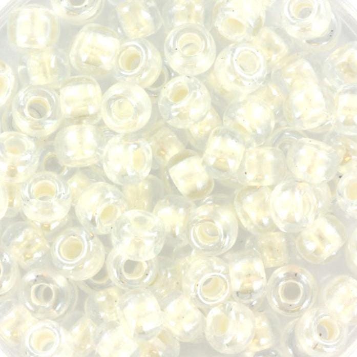 10g Miyuki seed beads 6/0, pearlized effect white 4601, japanese beads, inside color white, size 4mm, pony beads, white lined