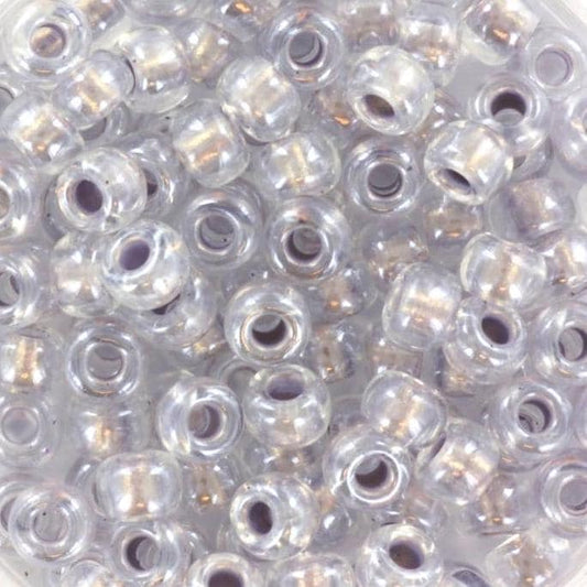 10g Miyuki seed beads 6/0, pearlized effect silver 4613, japanese beads, inside color gray, size 4mm, pony beads, silverlined