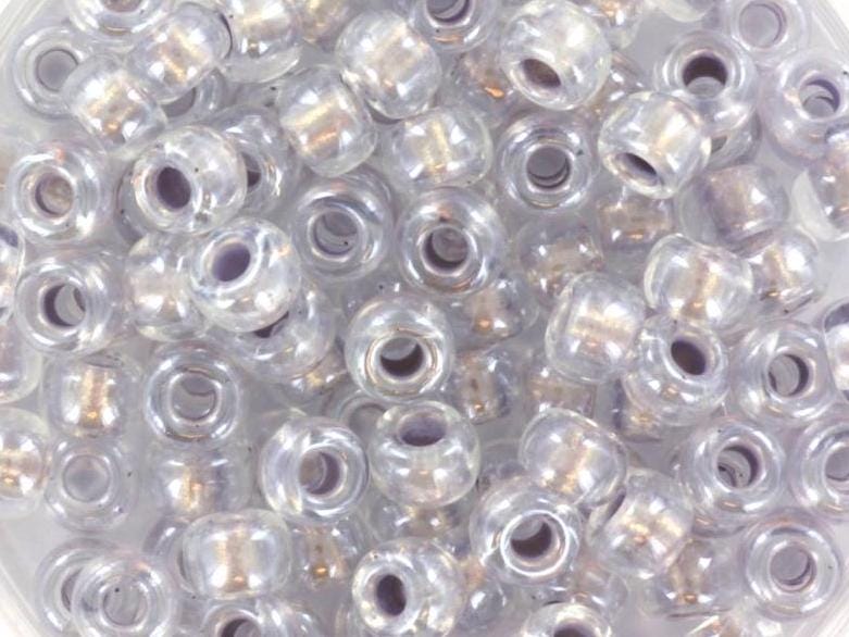 10g Miyuki seed beads 6/0, pearlized effect silver 4613, japanese beads, inside color gray, size 4mm, pony beads, silverlined