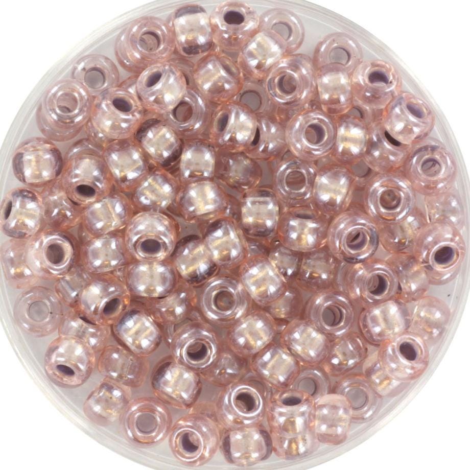 10g Miyuki seed beads 6/0, pearlized effect bronze 4614, japanese beads, inside color beige, size 4mm, pony beads, pink lined