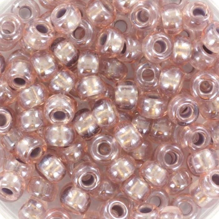 10g Miyuki seed beads 6/0, pearlized effect bronze 4614, japanese beads, inside color beige, size 4mm, pony beads, pink lined