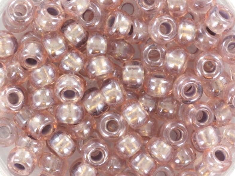 10g Miyuki seed beads 6/0, pearlized effect bronze 4614, japanese beads, inside color beige, size 4mm, pony beads, pink lined