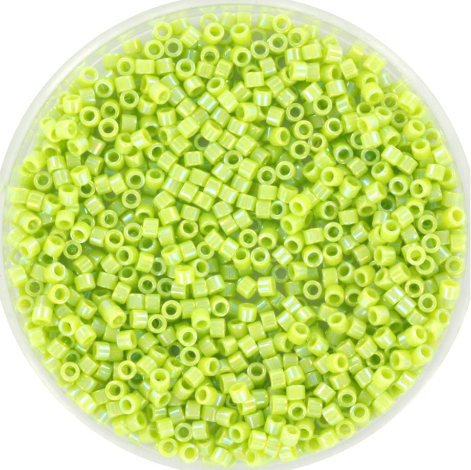 Miyuki Delica beads opaque ab chartreuse, 5g 11/0 color DB169, cylindrical beads, green Miyuki DB 169, light green