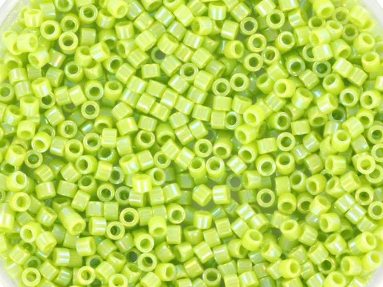 Miyuki Delica beads opaque ab chartreuse, 5g 11/0 color DB169, cylindrical beads, green Miyuki DB 169, light green