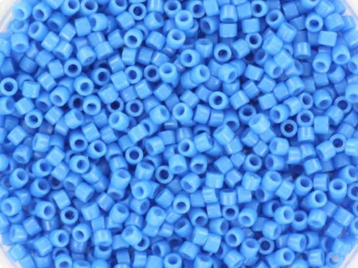 Miyuki Delica beads duracoat opaque dyed delphinium blue, 5g 11/0 color DB 2134, cylindrical beads, Miyuki opaque blue DB2134