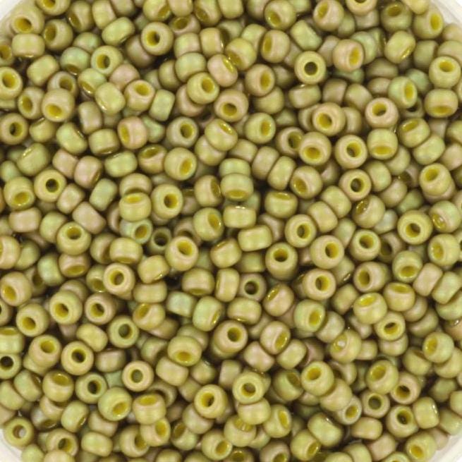 Miyuki seed beads 11/0, opaque matte luster light olive 2033 10g, japanese beads, light green beads, size 11/0 2mm, green round rocailles