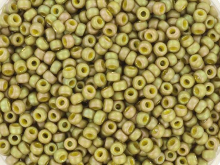 Miyuki seed beads 11/0, opaque matte luster light olive 2033 10g, japanese beads, light green beads, size 11/0 2mm, green round rocailles