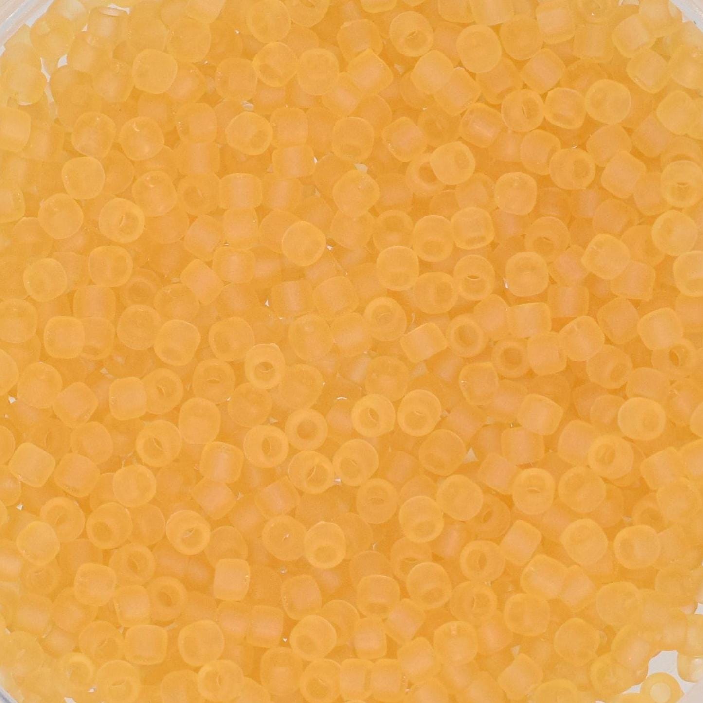 5g Toho seed beads 15/0, Transparent frosted light topaz, TR-15-2F, japanese beads, orange matte, size 15 beads, tiny Toho round beads