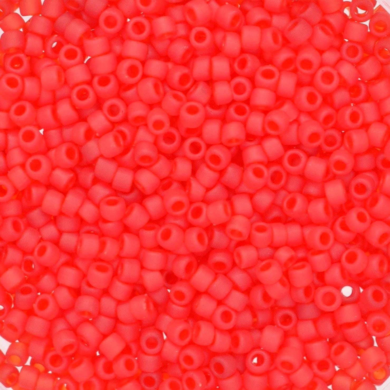 5g Toho seed beads 15/0, Transparent Frosted Ruby, TR-15-5CF, japanese beads, red matte beads, size 15 seed beads, tiny beads, Toho round