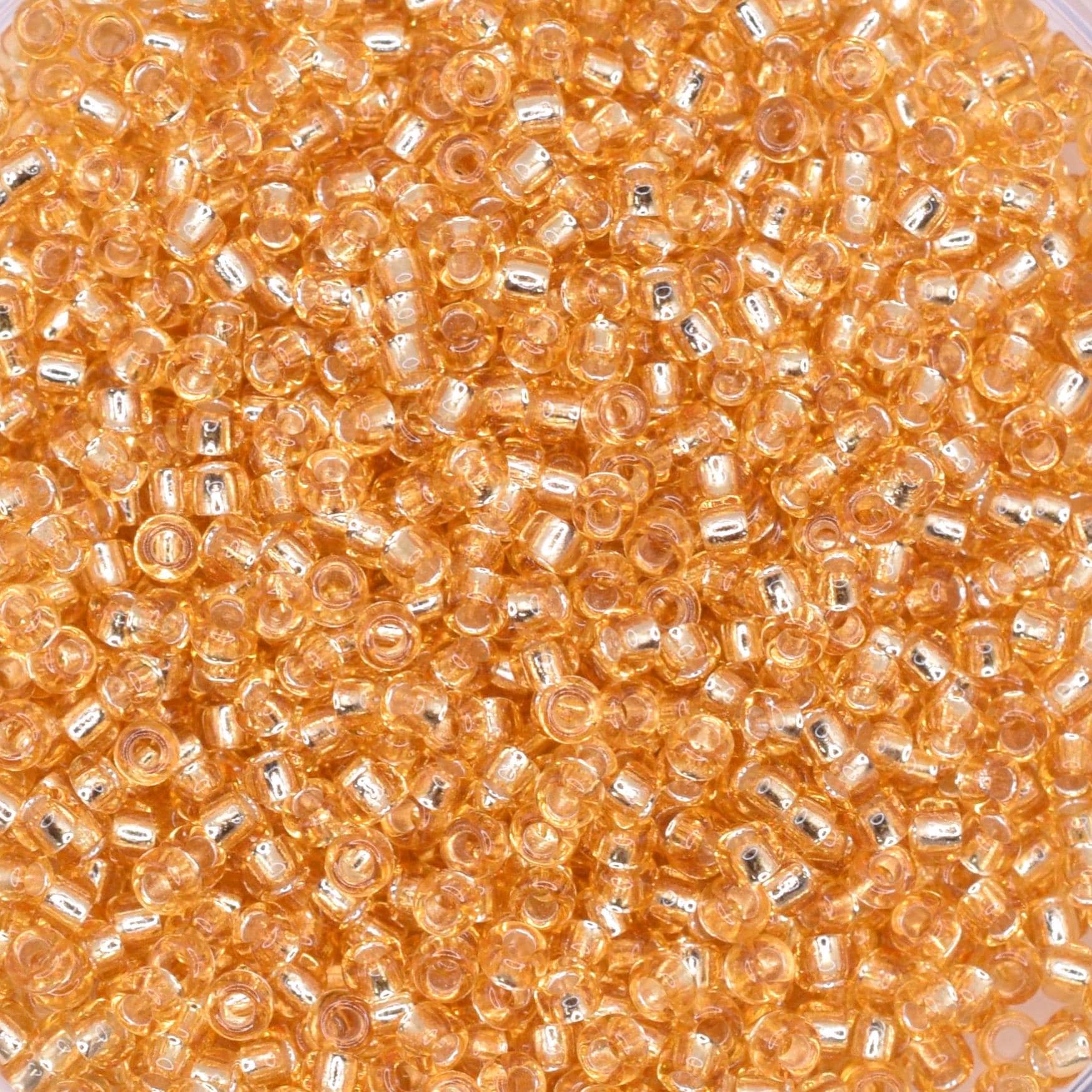 5g Toho seed beads 15/0, Silverlined light topaz, TR-15-22, japanese beads, transparent orange, tiny beads, Toho round, light brown clear