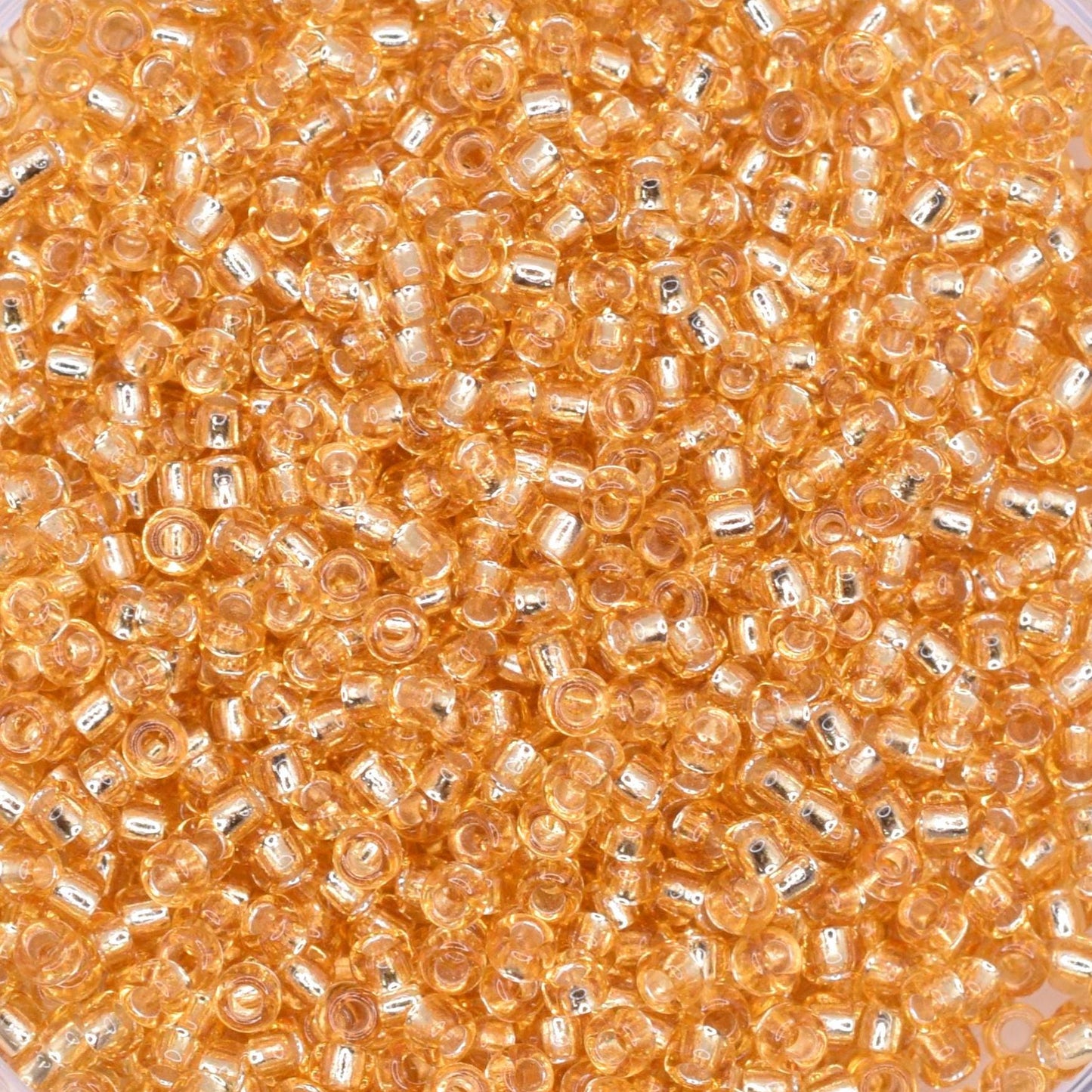 5g Toho seed beads 15/0, Silverlined light topaz, TR-15-22, japanese beads, transparent orange, tiny beads, Toho round, light brown clear