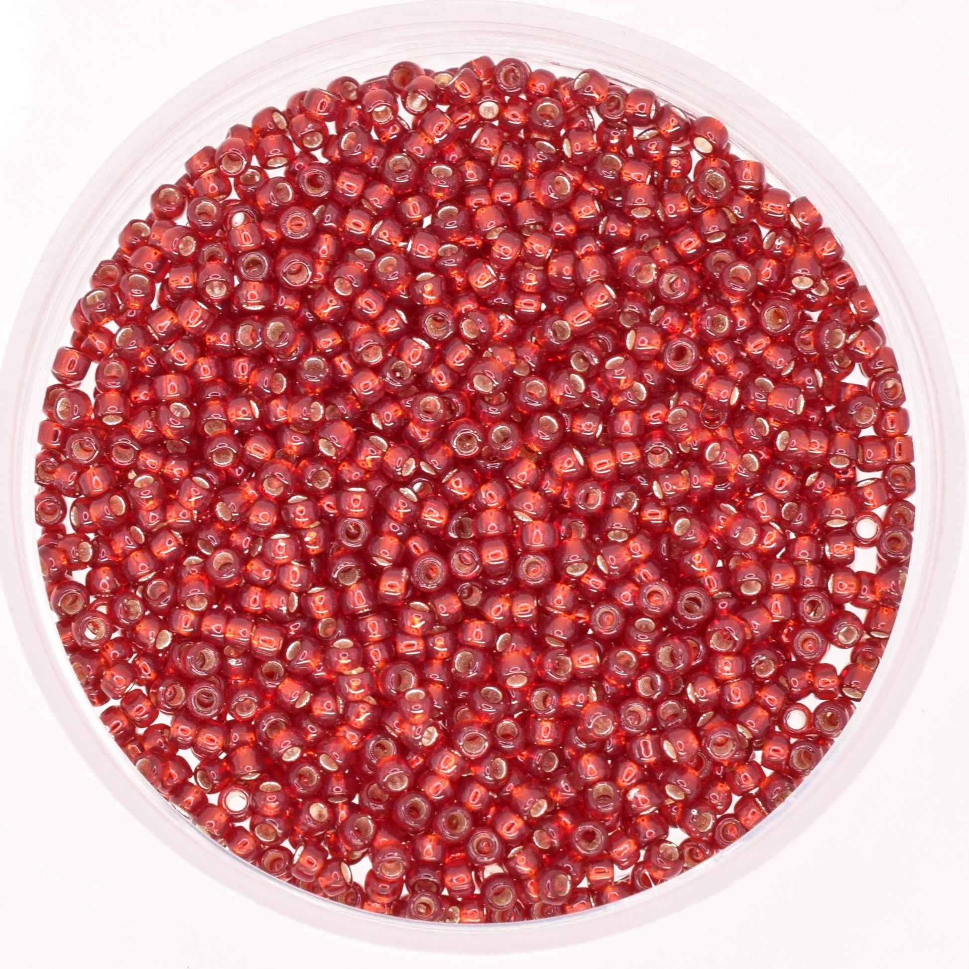 5g Toho seed beads 15/0, Silverlined garnet, TR-15-25D, japanese beads, transparent red, tiny beads, Toho round, dark red rocailles