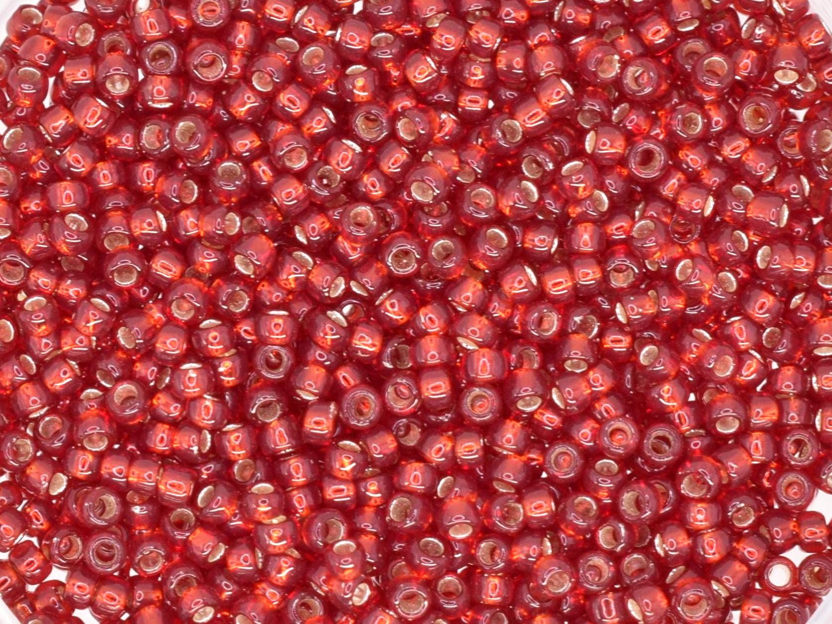 5g Toho seed beads 15/0, Silverlined garnet, TR-15-25D, japanese beads, transparent red, tiny beads, Toho round, dark red rocailles