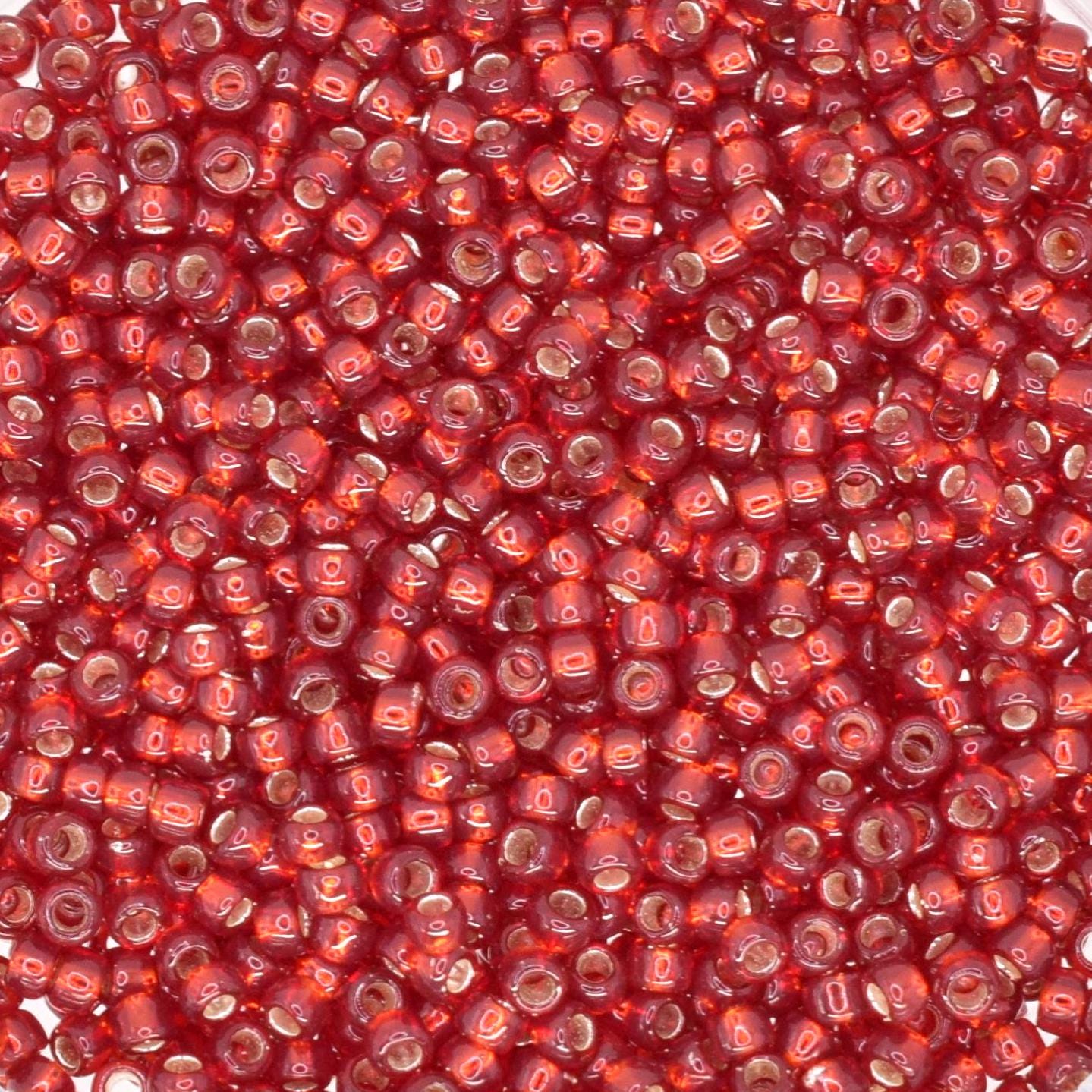 5g Toho seed beads 15/0, Silverlined garnet, TR-15-25D, japanese beads, transparent red, tiny beads, Toho round, dark red rocailles