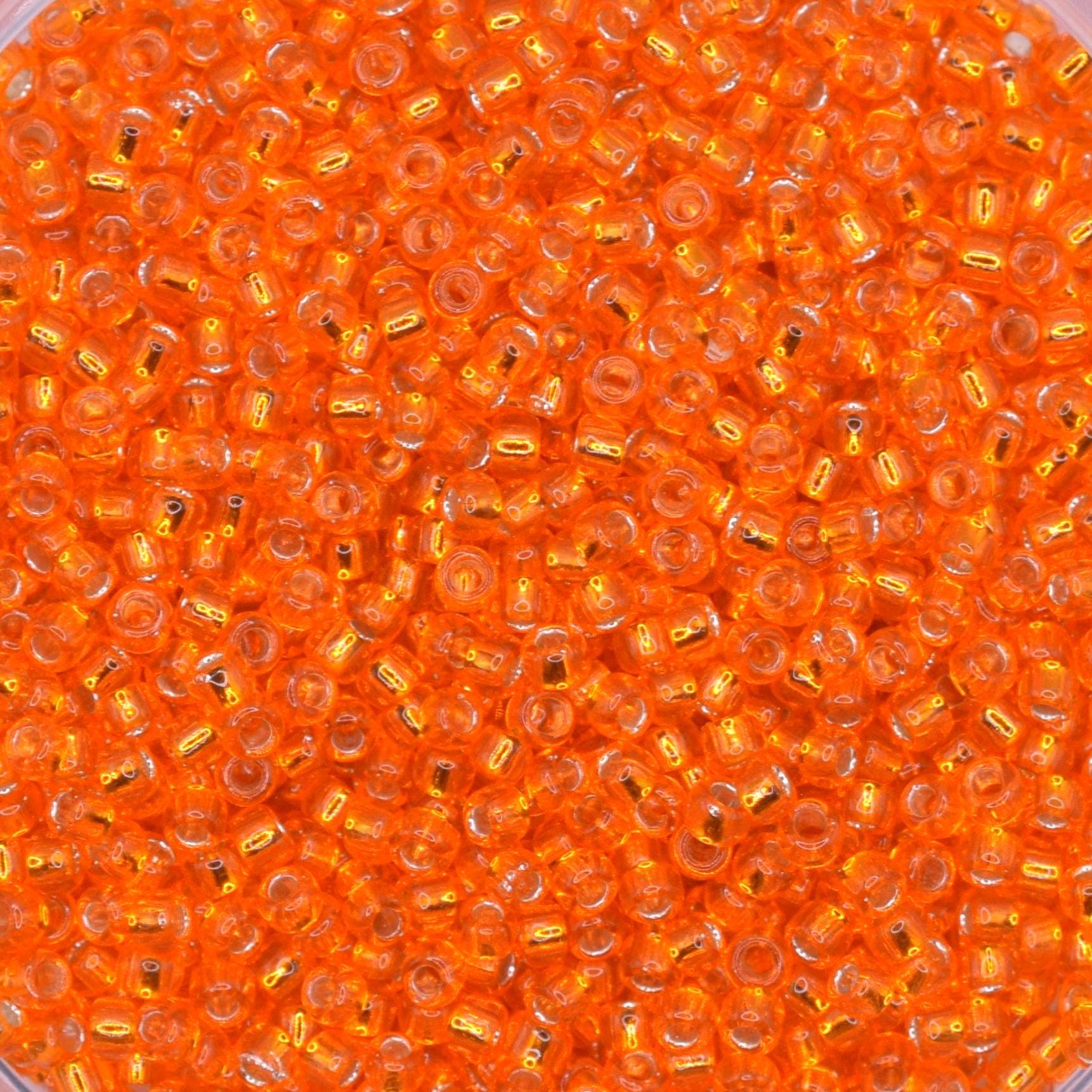 5g Toho seed beads 15/0, Silverlined hyacinth, TR-15-30B, japanese beads, transparent orange, tiny beads, Toho round, orange rocailles