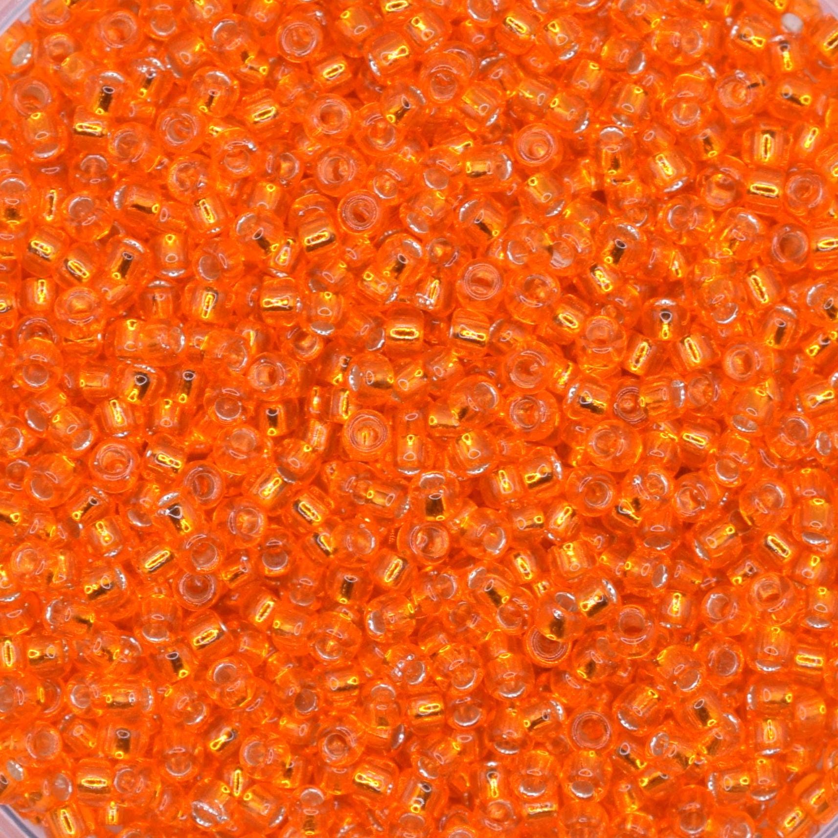 5g Toho seed beads 15/0, Silverlined hyacinth, TR-15-30B, japanese beads, transparent orange, tiny beads, Toho round, orange rocailles