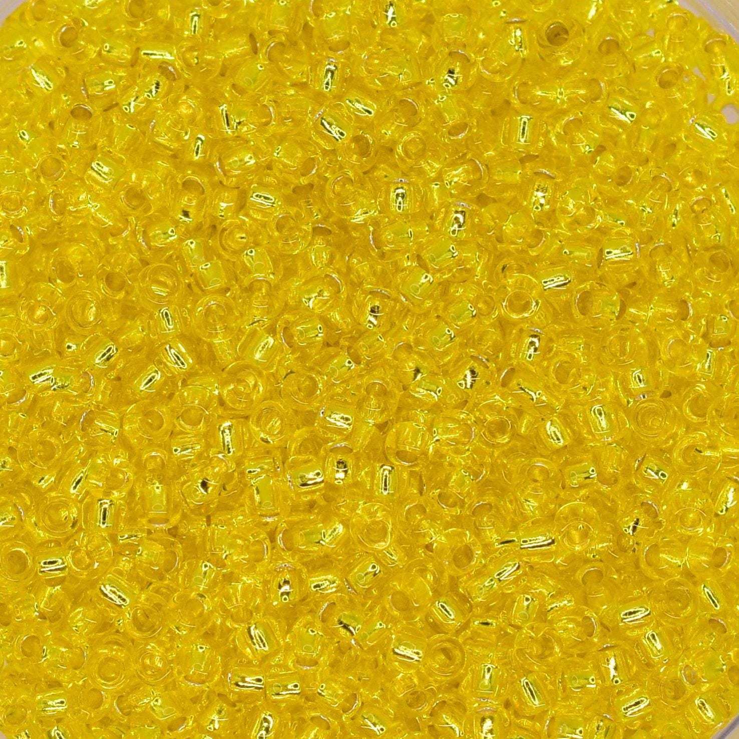 5g Toho seed beads 15/0, Silverlined lemon, TR-15-32, japanese beads, transparent yellow, tiny beads, Toho round, yellow rocailles