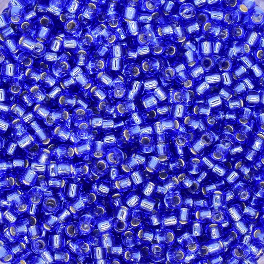 5g Toho seed beads 15/0, Silverlined sapphire, TR-15-35, japanese beads, transparent blue, tiny beads, Toho round, blue rocailles