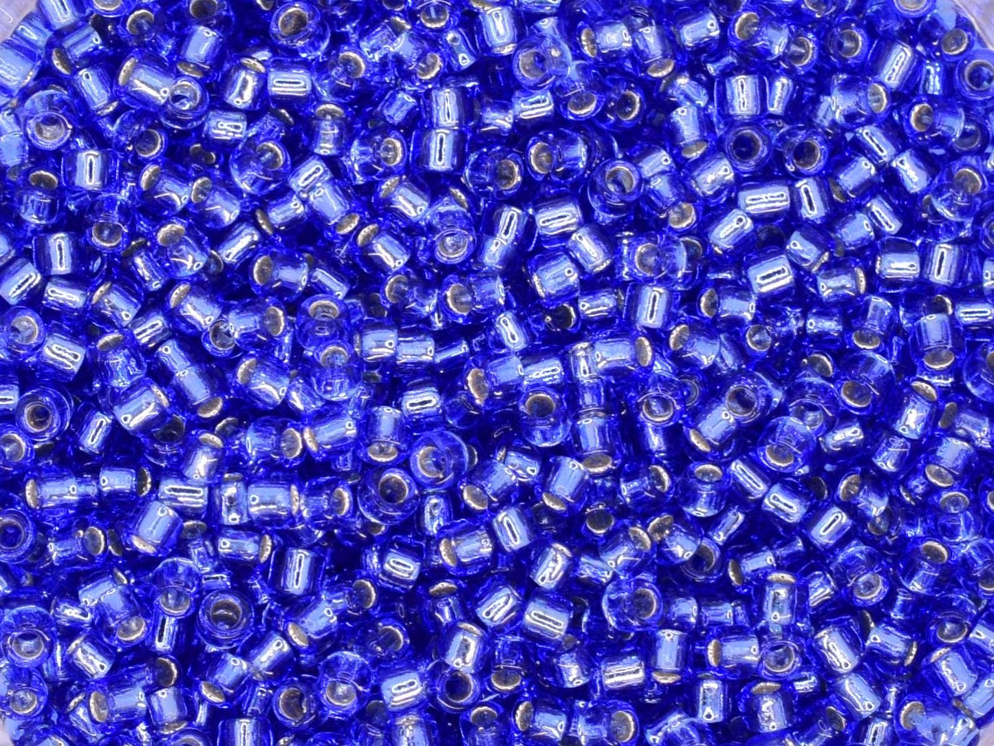 5g Toho seed beads 15/0, Silverlined sapphire, TR-15-35, japanese beads, transparent blue, tiny beads, Toho round, blue rocailles