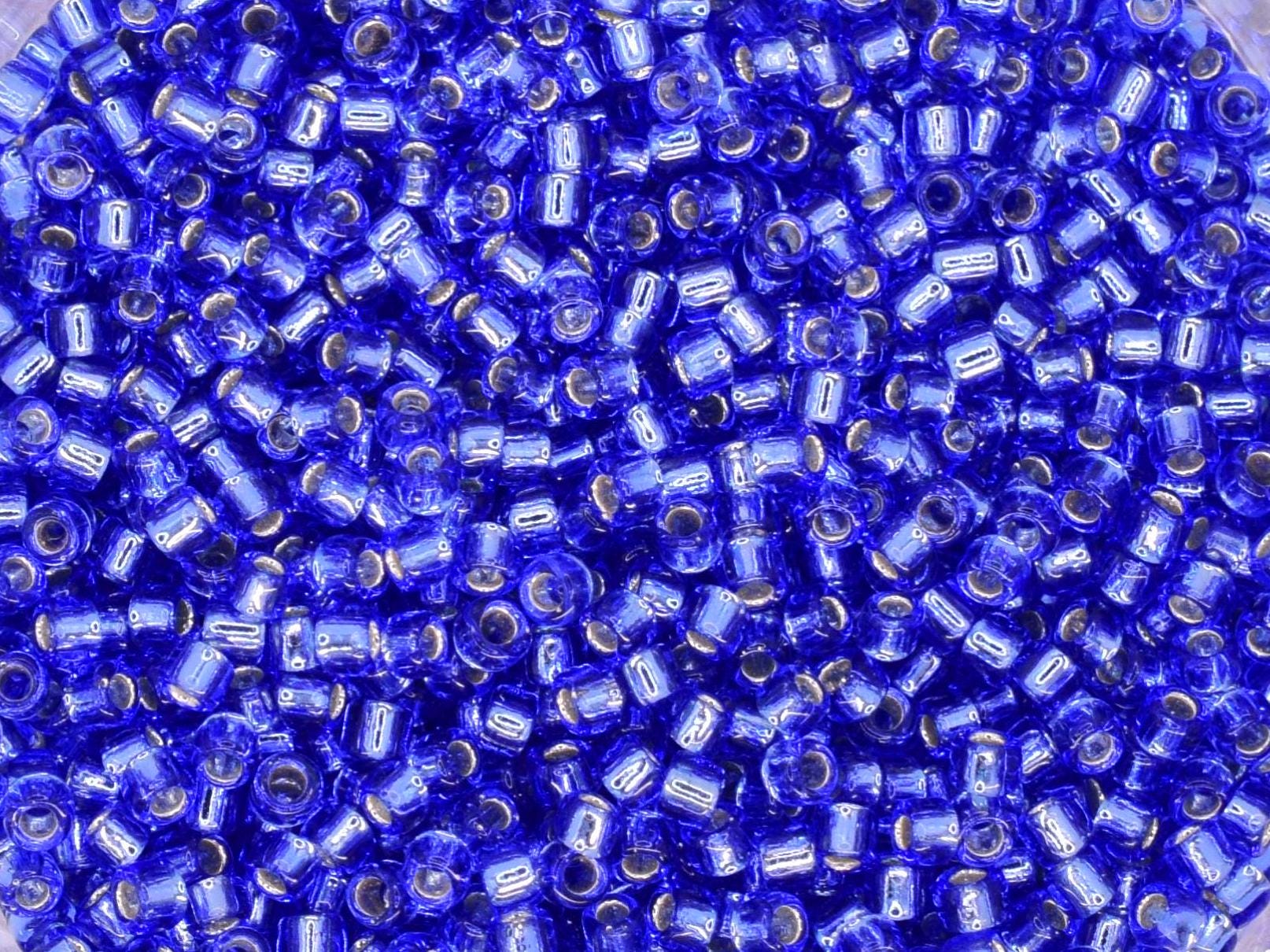 5g Toho seed beads 15/0, Silverlined sapphire, TR-15-35, japanese beads, transparent blue, tiny beads, Toho round, blue rocailles