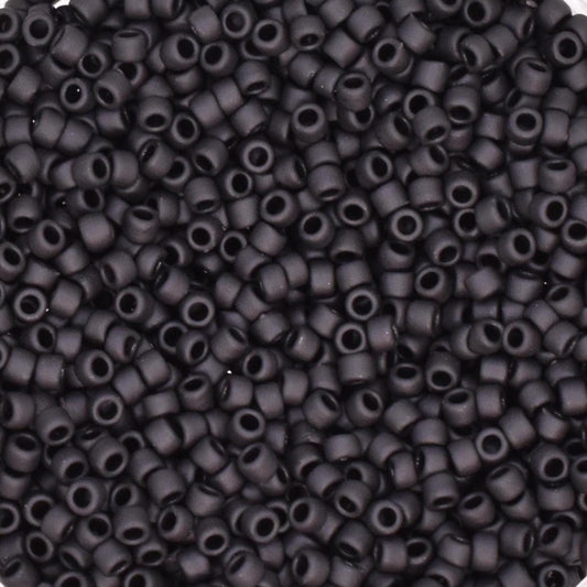 5g Toho seed beads 15/0, Opaque frosted jet, TR-15-49F, japanese beads, tiny beads, Toho round black, matte black