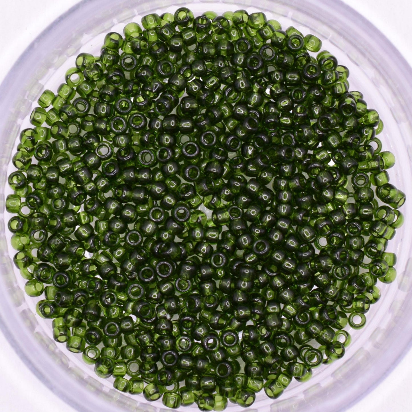 5g Toho seed beads 15/0, Transparent olivine, TR-15-940, japanese beads, transparent green, tiny beads, dark green