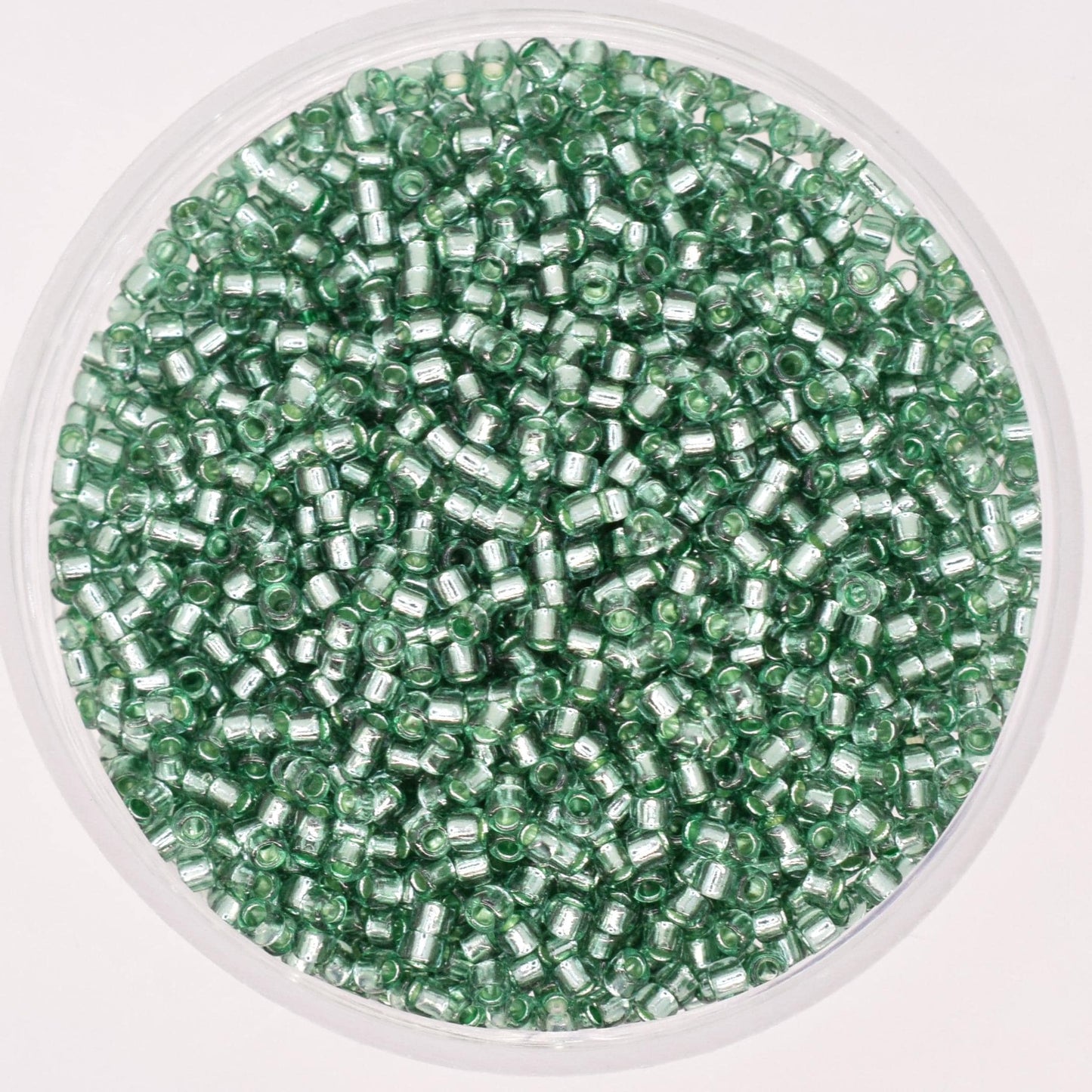 5g Toho seed beads 15/0, Silverlined prairie green, TR-15-2202, japanese beads, transparent green, tiny beads, light green