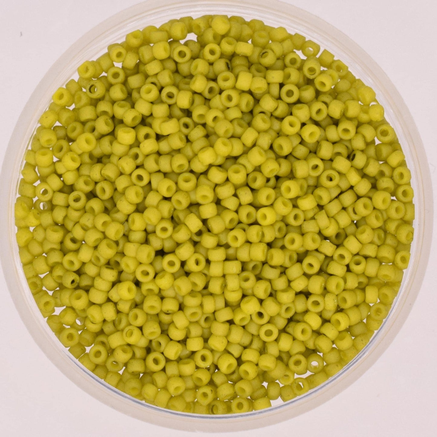 5g Toho seed beads 15/0, Semi glazed lemongrass, TR-15-2600F, japanese beads, matte lime green, tiny beads, matte yellow frosted