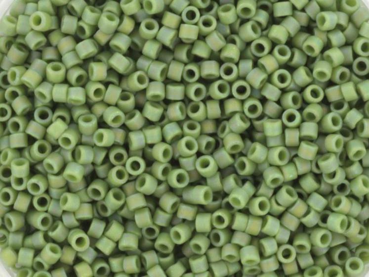 Miyuki Delica beads opaque glazed frosted pistachio, 5g 11/0 DB2310, cylindrical beads, DB 2310 miyuki delica green, matte light green