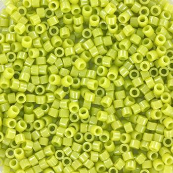 Miyuki Delica beads opaque luster chartreuse, size 11/0 color DB 262, Japanese beads, cylindrical beads, Miyuki Delica green, Miyuki DB262