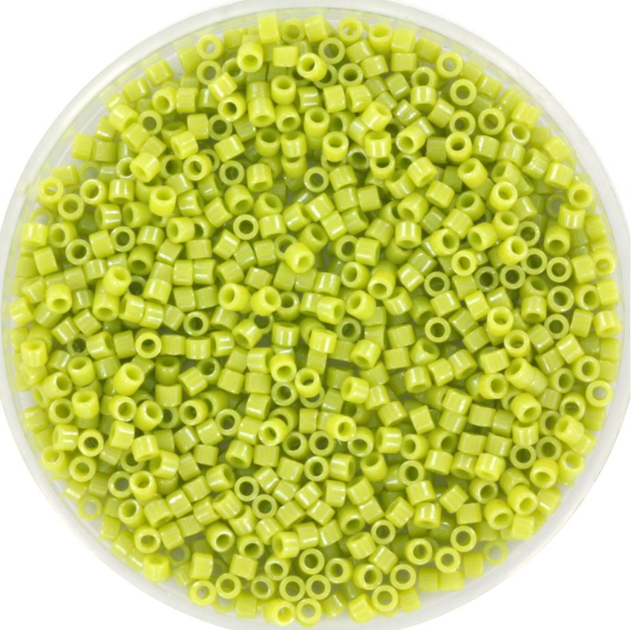 Miyuki Delica beads opaque luster chartreuse, size 11/0 color DB 262, Japanese beads, cylindrical beads, Miyuki Delica green, Miyuki DB262