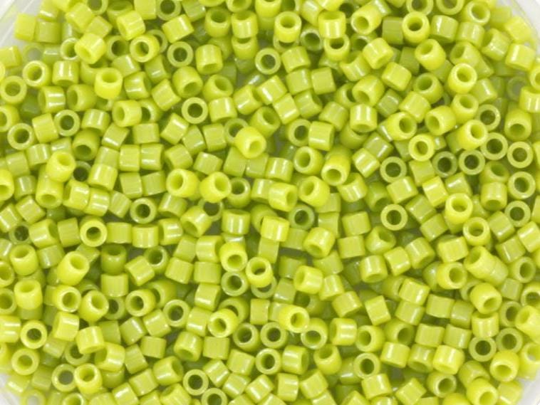 Miyuki Delica beads opaque luster chartreuse, size 11/0 color DB 262, Japanese beads, cylindrical beads, Miyuki Delica green, Miyuki DB262