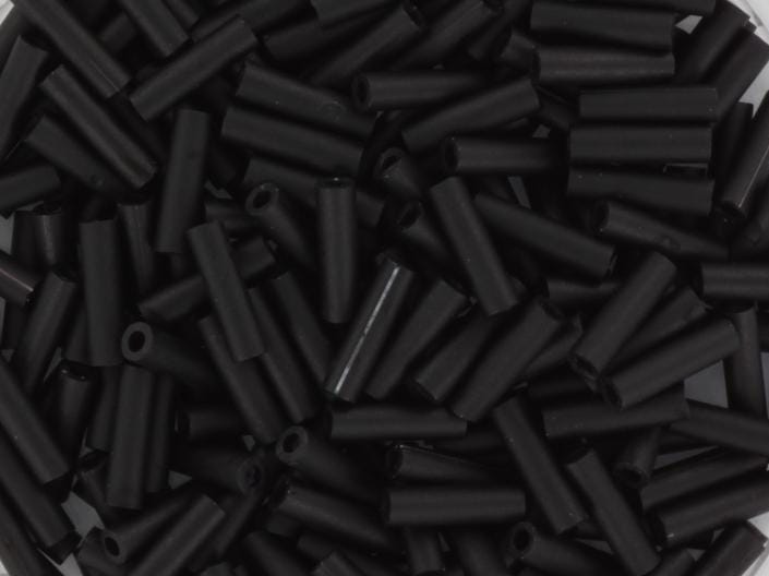 Miyuki bugles 6mm, opaque matte black, color 401F, beads from japan, tube shaped beads, long beads, japanese beads