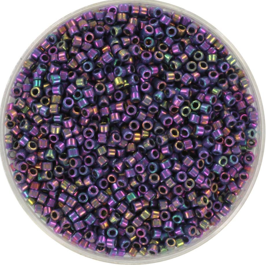 Miyuki Delica beads opaque luster purple gray rainbow, color DB 0134, 5g size 11/0, japanese beads, Miyuki DB-134, dark purple