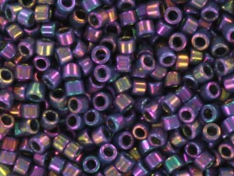 Miyuki Delica beads opaque luster purple gray rainbow, color DB 0134, 5g size 11/0, japanese beads, Miyuki DB-134, dark purple