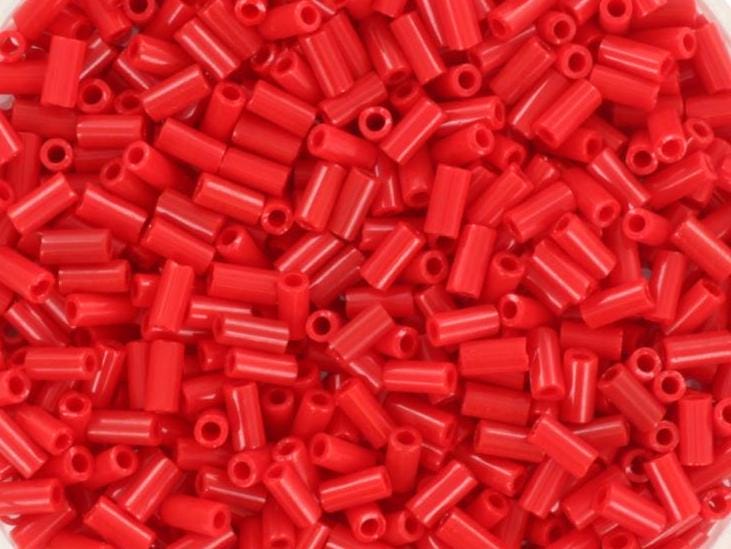 Miyuki bugles 3mm, opaque red, color 408, beads from japan, tube shaped beads, long beads, japanese beads